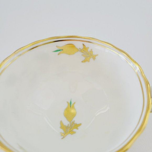Royal Chelsea Golden Jade Teacup & Saucer, Gold Vines & Flowers, Royalcore Glam - Picture 11 of 16